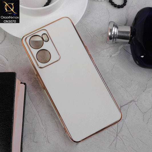 Oppo A57s Cover - White - Side Colour Borders camera Protection Soft TPU Transparent Case