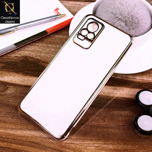 Vivo V21e Cover - White - Electroplating Silk Shiny Soft Case With Camera Protection