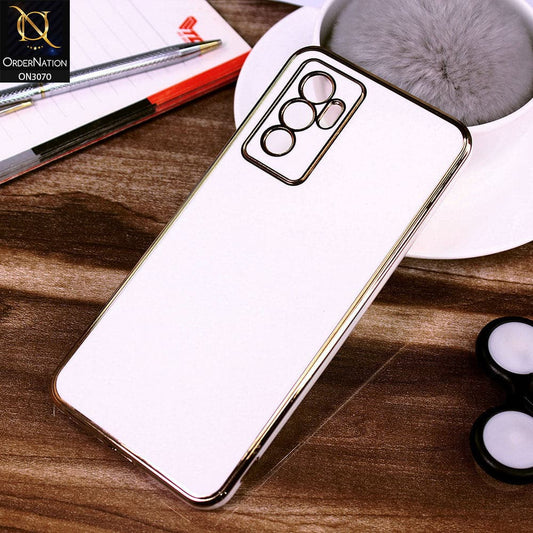 Vivo V23e Cover - White - Electroplating Silk Shiny Soft Case With Camera Protection