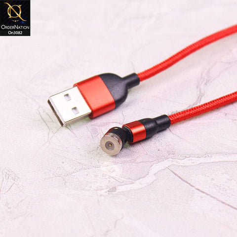Red - 540 Degree Rotatable Magnetic Fast Charging Data Cable
