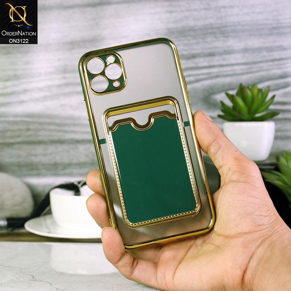 iPhone 11 Pro Max Cover Dark Green Semi Transparent Golden