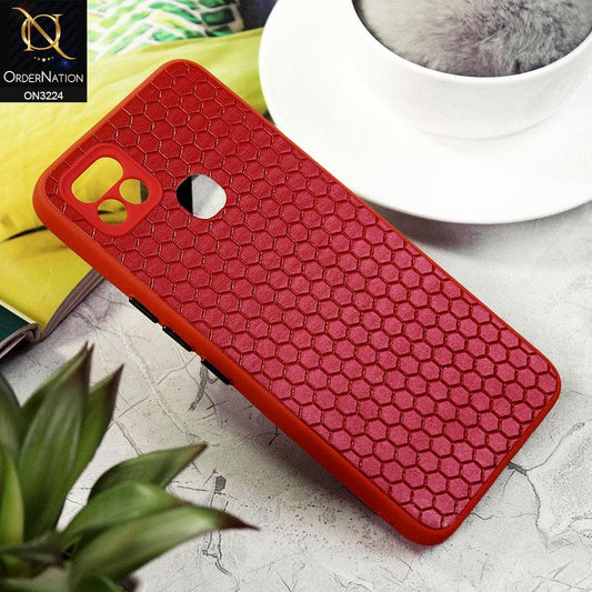 Infinix Hot 10i Cover - Red - Hexagon Shape Hive Grid Pattern Tpu Soft Cases