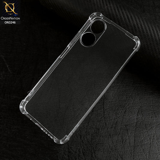 Oppo A17k - Transparent -  Soft 4D Design Shockproof Silicone Transparent Clear Camera Protection Case