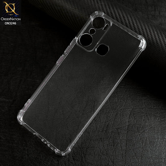 Infinix Hot 20 Play - Transparent -  Soft 4D Design Shockproof Silicone Transparent Clear Camera Protection Case