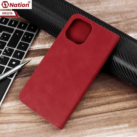 iPhone 13 Pro Max Cover - Red - ONation Business Flip Series - Premium Magnetic Leather Wallet Flip book Card Slots Soft Case