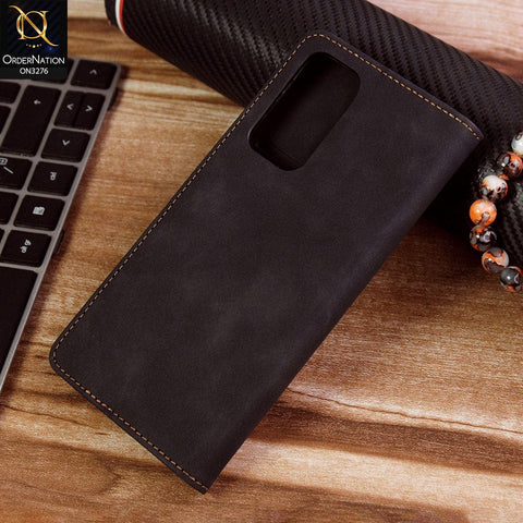 Xiaomi Mi 10T Cover - Black - ONation Business Flip Series - Premium Magnetic Leather Wallet Flip book Card Slots Soft Case