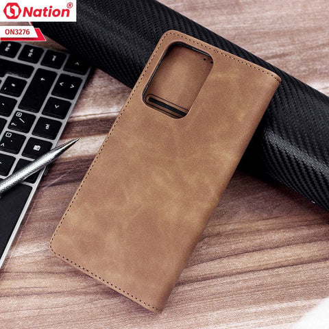 Xiaomi Poco F3 Cover - Light Brown - ONation Business Flip Series - Premium Magnetic Leather Wallet Flip book Card Slots Soft Case