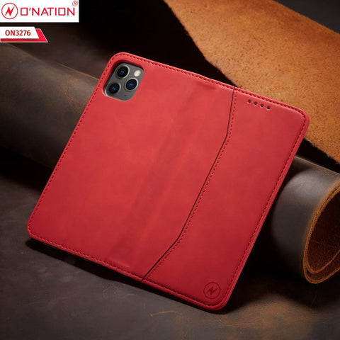 iPhone 13 Pro Max Cover - Red - ONation Business Flip Series - Premium Magnetic Leather Wallet Flip book Card Slots Soft Case