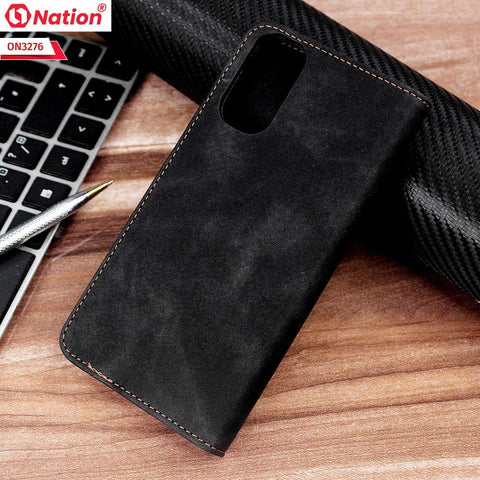 Oppo Reno 4 Cover - Black - ONation Business Flip Series - Premium Magnetic Leather Wallet Flip book Card Slots Soft Case