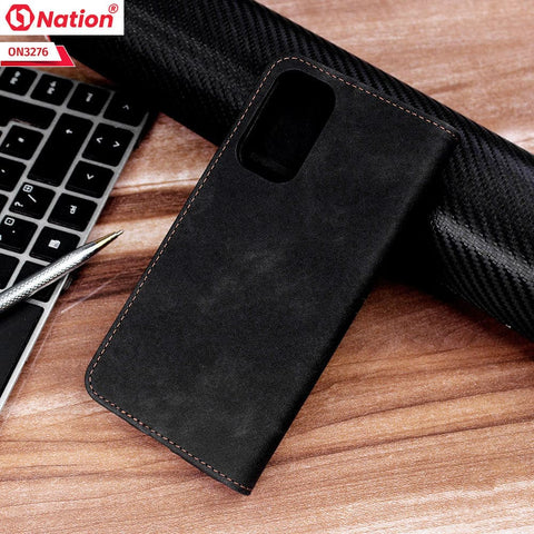Oppo Reno 5 4G Cover - Black - ONation Business Flip Series - Premium Magnetic Leather Wallet Flip book Card Slots Soft Case