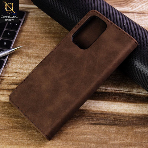 Samsung Galaxy A73 5G Cover - Dark Brown - ONation Business Flip Series - Premium Magnetic Leather Wallet Flip book Card Slots Soft Case