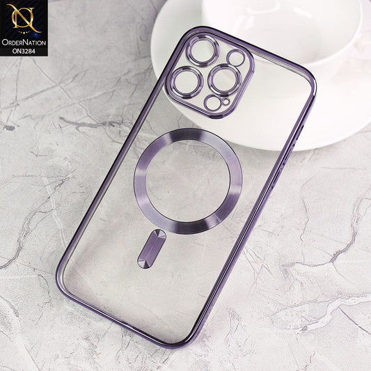 iPhone 14 Pro Max Cover - Purple - J-Case Electroplated Borders Camera Protection Soft Clear Case (Mag Safe Notification not Enabled)