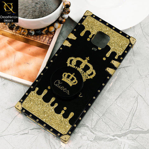 Xiaomi Redmi Note 9S Cover - Black - Golden Electroplated Luxury Square Soft TPU Protective Case with Holder