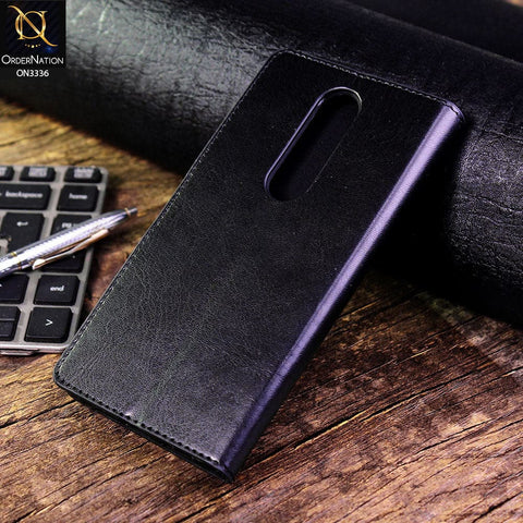Nokia 5.1 Plus / Nokia X5 Cover - Black - Rich Boss Leather Texture Soft Flip Book Case