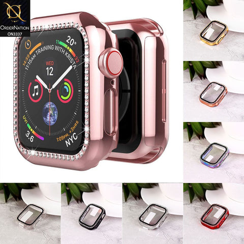 Apple Watch SE (44mm) Cover - Red - Bling Rinestones Diamond Shiny Bumber Protector iWatch Case