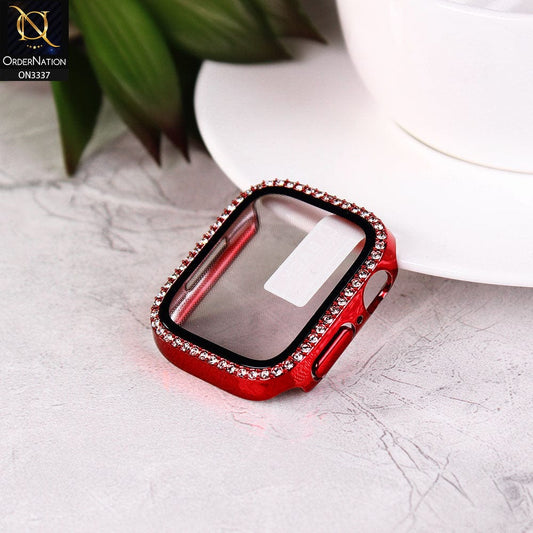 Apple Watch Series 7 (45mm) Cover - Red - Bling Rinestones Diamond Shiny Bumber Protector iWatch Case
