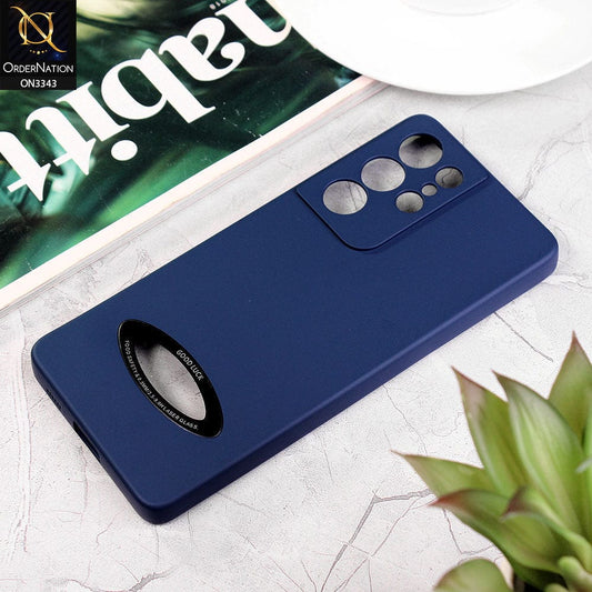Samsung Galaxy M22 Cover - Blue - New Soft Silicone Camera Protection Case with Good Luck Logo Hole