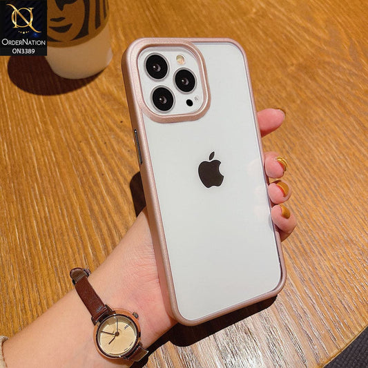iPhone 13 Pro Cover - Rose Gold  - Pearl Series Soft Color Border Anti-Fall Back Shell Protective Transparent Case