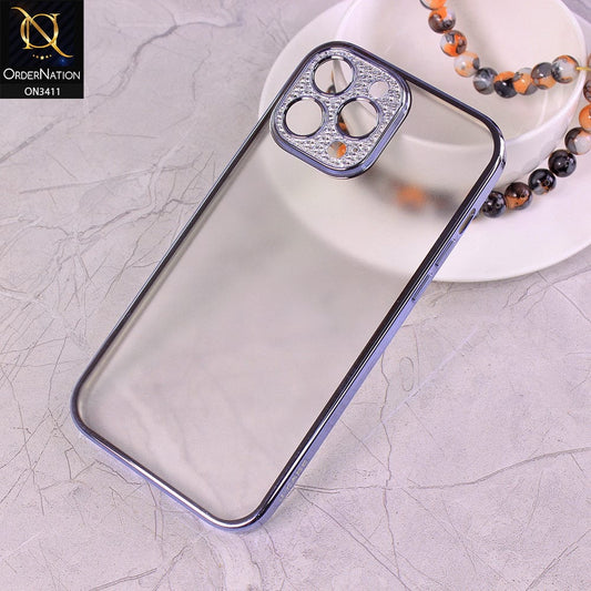 iPhone 13 Pro Cover - Sierra Blue - Electroplated Borders Glitter Camera Lens Protection Soft J-Case