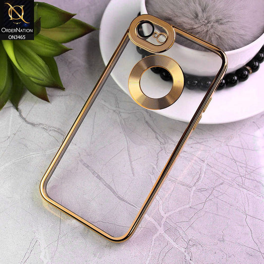 iPhone 8 / 7 Cover - Golden - Soft Color Borders Logo Hole With Camera Protection Clear Back Case