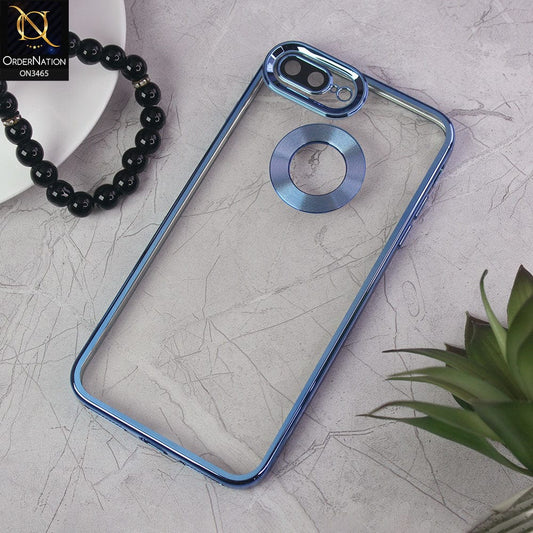 iPhone 8 Plus / 7 Plus V2 Cover - Blue - Soft Color Borders Logo Hole With Camera Protection Clear Back Case