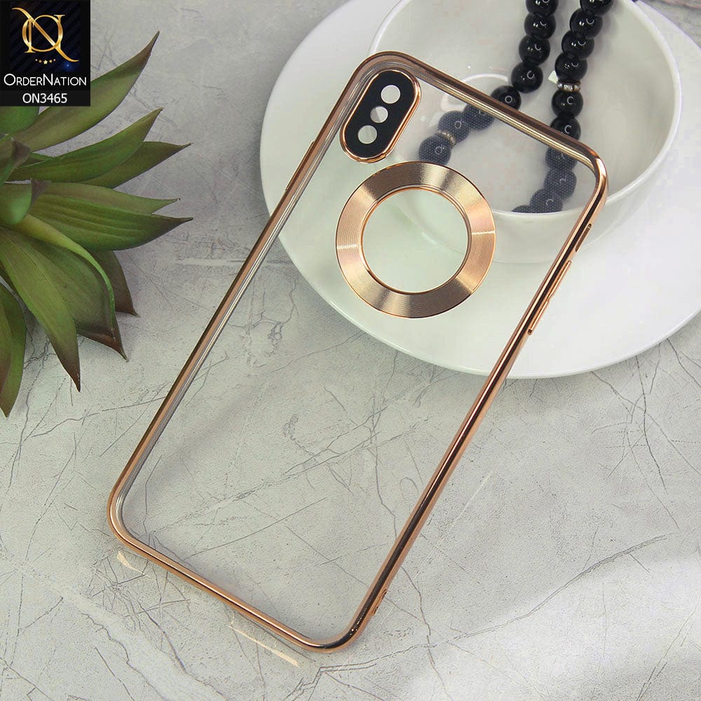 iPhone XS Max Cover Golden Soft Color Borders Logo Hole With