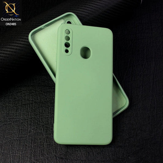 Samsung Galaxy A20s Cover - Light Green - ONation Silica Gel Series - HQ Liquid Silicone Elegant Colors Camera Protection Soft Case