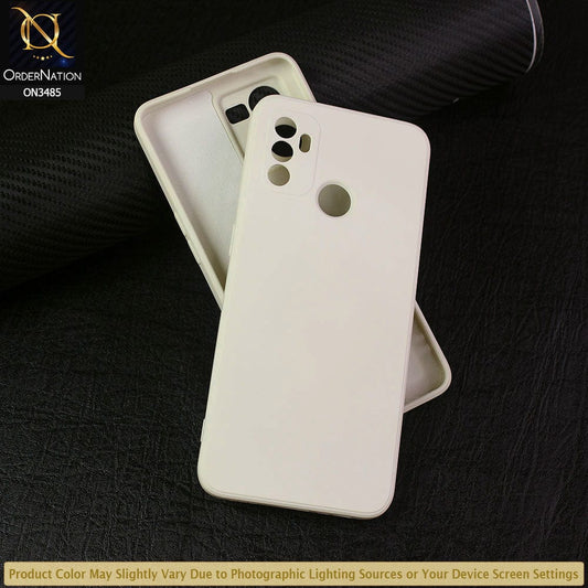 Oppo A53 Cover - Off White - ONation Silica Gel Series - HQ Liquid Silicone Elegant Colors Camera Protection Soft Case