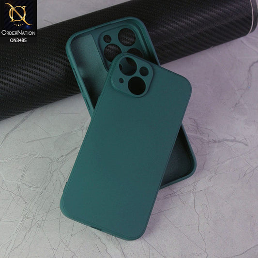 iPhone 14 Cover - Dark Green - ONation Silica Gel Series - HQ Liquid Silicone Elegant Colors Camera Protection Soft Case