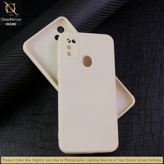 Samsung Galaxy M21 Cover - Off White - ONation Silica Gel Series - HQ Liquid Silicone Elegant Colors Camera Protection Soft Case