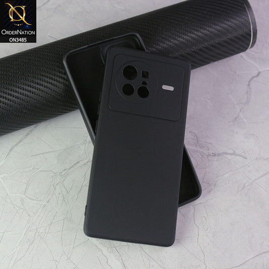 Vivo X80 Cover - Black - ONation Silica Gel Series - HQ Liquid Silicone Elegant Colors Camera Protection Soft Case