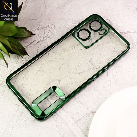 Oppo A77s Cover  - Green - Electroplating Borders Logo Hole Camera Lens Protection Soft Silicone Case