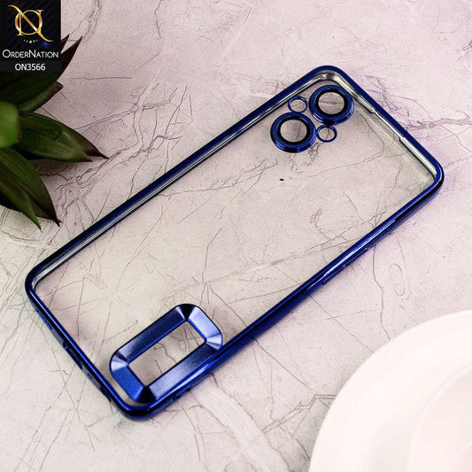 Oppo Reno 7Z 5G Cover  - Blue - Electroplating Borders Logo Hole Camera Lens Protection Soft Silicone Case