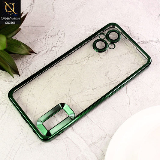 Oppo Reno 7Z 5G Cover  - Green - Electroplating Borders Logo Hole Camera Lens Protection Soft Silicone Case