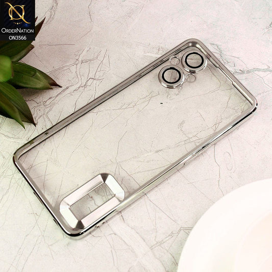 Oppo Reno 7Z 5G Cover  - Silver - Electroplating Borders Logo Hole Camera Lens Protection Soft Silicone Case