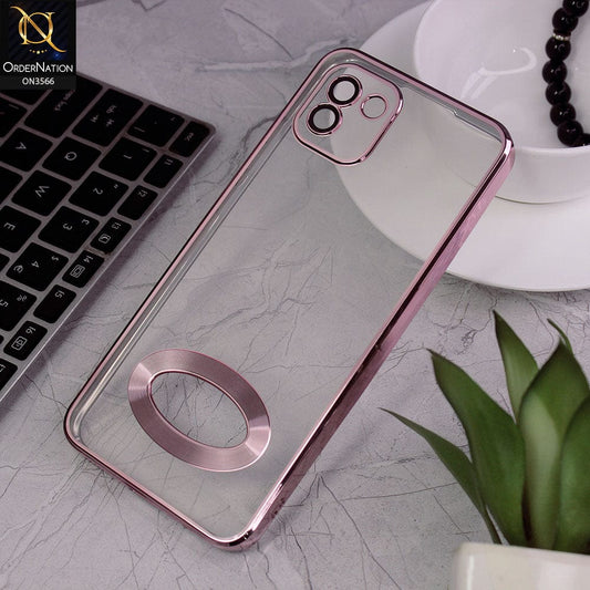 Samsung Galaxy A03 Cover - Rose Gold - Electroplating Borders Logo Hole Camera Lens Protection Soft Silicone Case