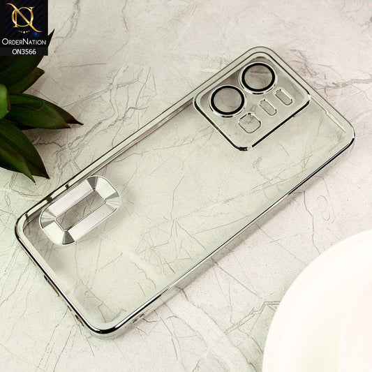 Vivo Y22 Cover  - Silver - Electroplating Borders Logo Hole Camera Lens Protection Soft Silicone Case