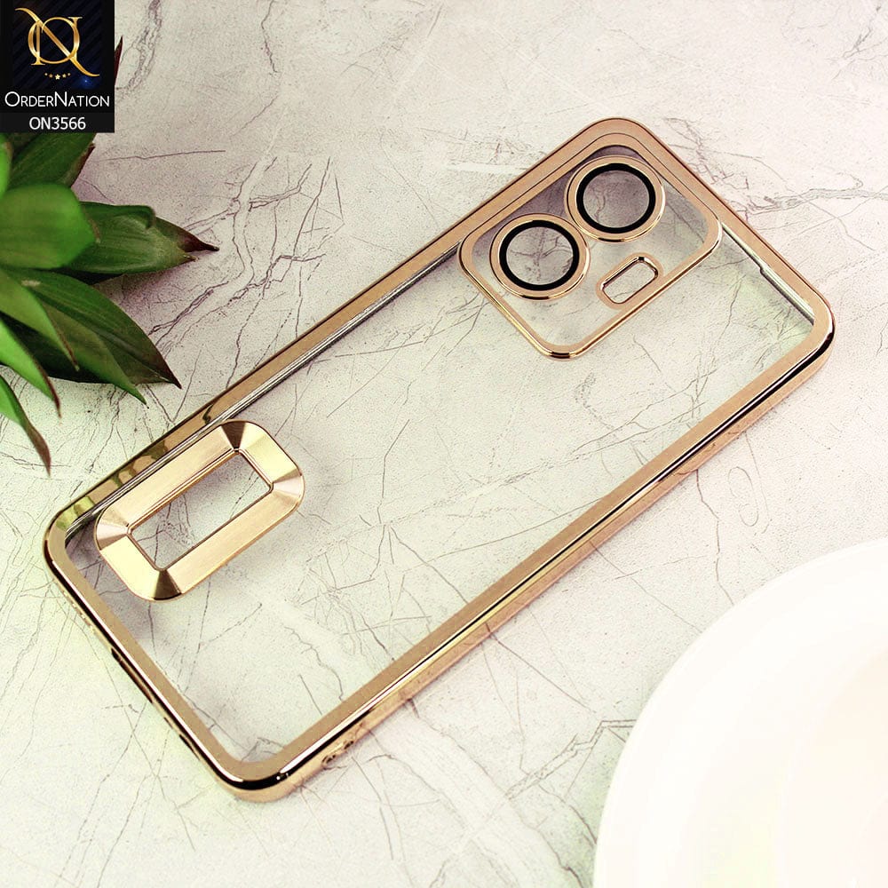 Vivo Y55 4G Cover Golden Electroplating Borders Logo Hole