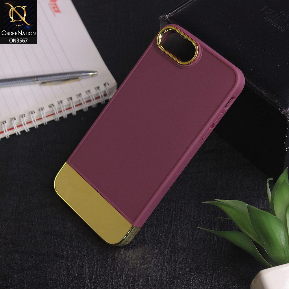 iPhone Plus Burgundy -Camera Electroplated Soft Silicone Case