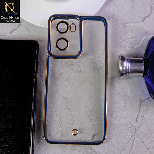 Oppo A57e Cover - Blue - New Electroplated Side Borders Camera And Lense Protection Case