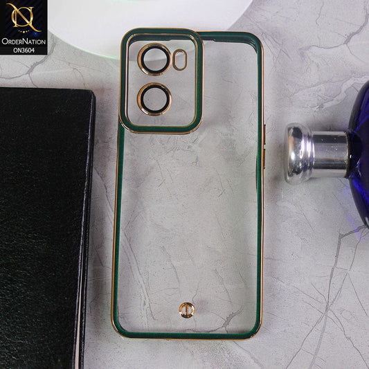 Oppo A57e Cover - Green - New Electroplated Side Borders Camera And Lense Protection Case