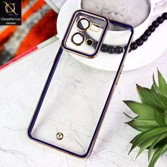 Oppo F21 Pro 4G Cover - Blue - New Electroplated Side Borders Camera And Lense Protection Case