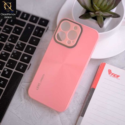 iPhone 14 Pro Max Cover - Pink -  Radiant Diamond Ray Reflective Aluminum Furnish Soft Borders Cases