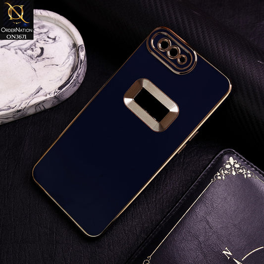 Oppo A3s Cover - Blue -  All New Electroplating Borders With Logo Hole Protective Soft Silicon Case
