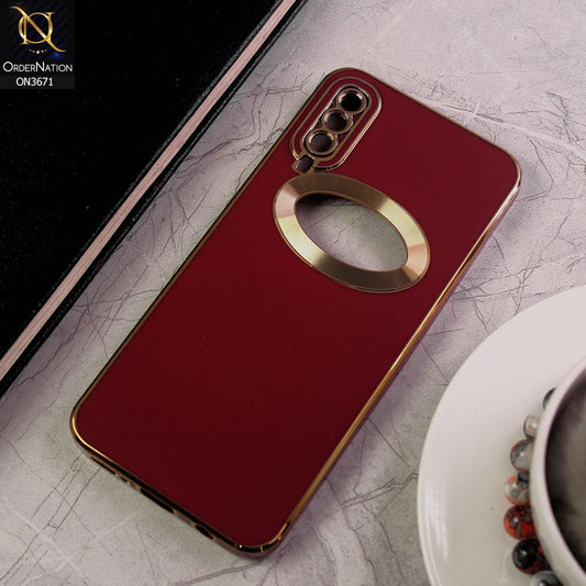Samsung Galaxy A30s Cover - Maroon - All New Electroplating Borders With Logo Hole Protective Soft Silicon Case