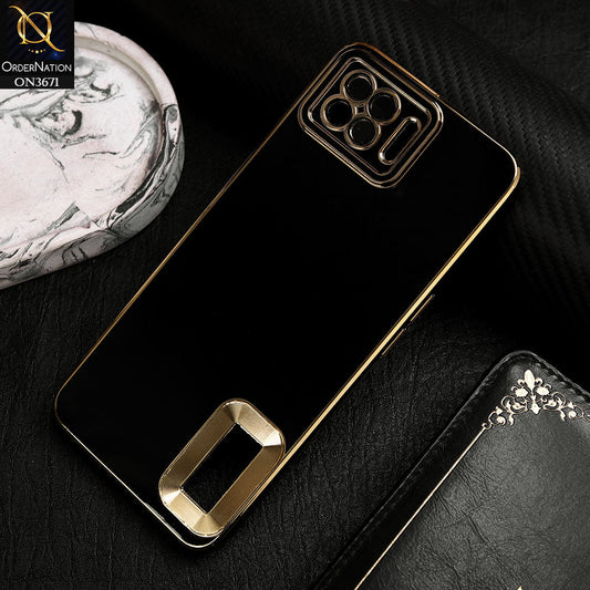 Oppo F17 Cover - Black -  All New Electroplating Borders With Logo Hole Protective Soft Silicon Case