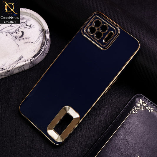 Oppo F17 Cover - Blue -  All New Electroplating Borders With Logo Hole Protective Soft Silicon Case