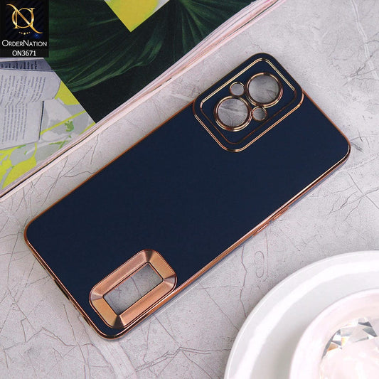 Oppo Reno 7Z 5G Cover - Blue - All New Electroplating Borders With Logo Hole Protective Soft Silicon Case