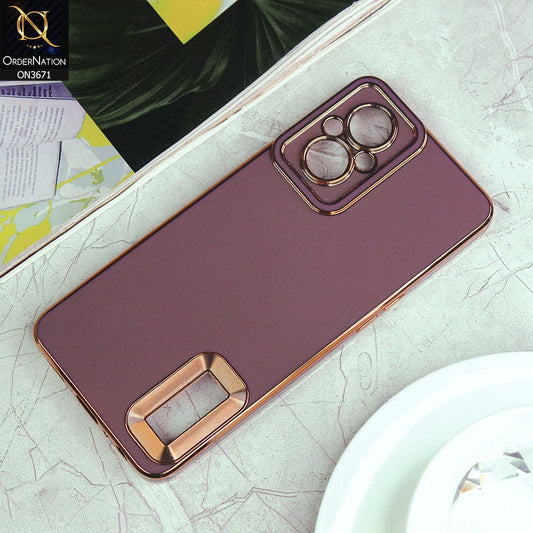 Oppo F21 Pro 5G Cover - Mauve - All New Electroplating Borders With Logo Hole Protective Soft Silicon Case