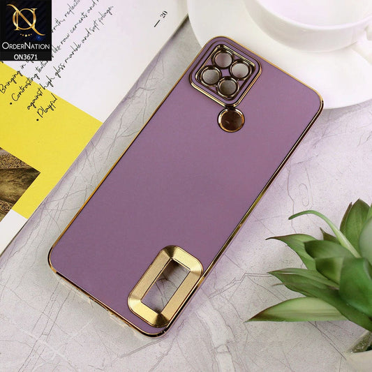 Oppo A15s Cover - Mauve - All New Electroplating Borders With Logo Hole Protective Soft Silicon Case